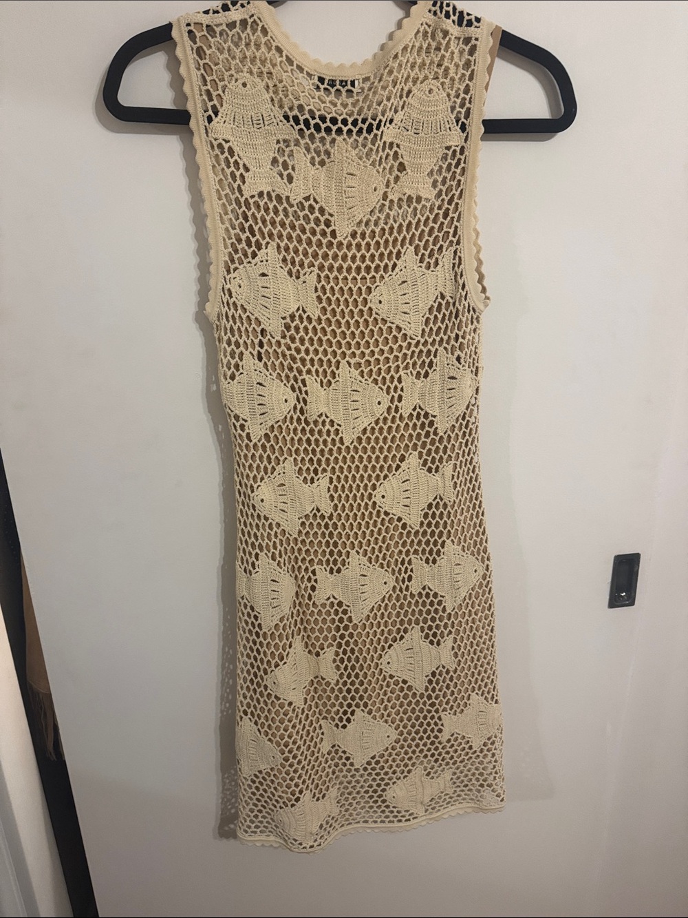 Sandro Crochet Fish Motif Dress in Cream - Picture 4 of 5
